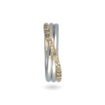Anello 3 Fili in Oro Giallo e Argento con Diamanti Brown - Classic - AN8AGBR