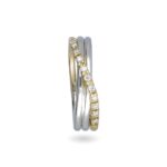 Anello 3 Fili in Oro Giallo e Argento con Diamanti - Classic - AN8AGBT
