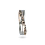 Anello 3 Fili in Oro Rosa e Argento con Diamanti Neri - Classic - AN8ARBN
