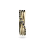 Anello 3 Fili in Oro Giallo con Diamanti Neri - Classic - AN8GBN