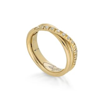 Anello 3 Fili in Oro Giallo con Diamanti - Classic - AN8GBT