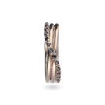 Anello 3 Fili in Oro Rosa con Diamanti Neri - Classic - AN8RBN