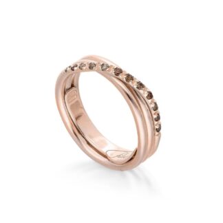 Anello 3 Fili in Oro Rosa con Diamanti Brown - Classic - AN8RBR