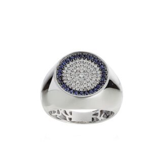 Anello Artlinea in Oro Bianco con Diamanti e Zaffiri - Chevalier - AD823-ZB-LL