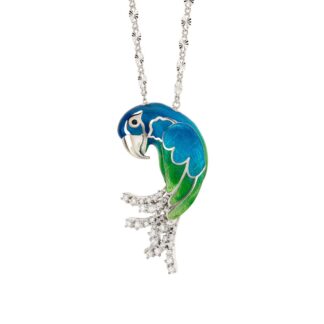 Collana Artlinea in Argento con Smalto e Zirconi Pappagallo Medio - Wild - ZCL1139-MB