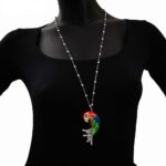 Collana Artlinea in Argento con Smalto e Zirconi Pappagallo Grande - Wild - ZCL1142-MB