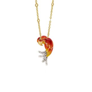 Collana Artlinea in Argento con Smalto e Zirconi Pappagallo Piccolo - Wild - ZCL1144-MG