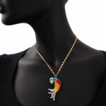 Collana Artlinea in Argento con Smalto e Zirconi Pappagallo Medio - Wild - ZCL1145-MG