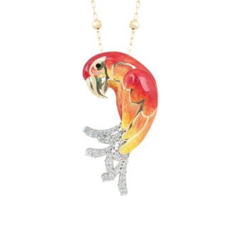 Collana Artlinea in Argento con Smalto e Zirconi Pappagallo Grande - Wild - ZCL1148-MG