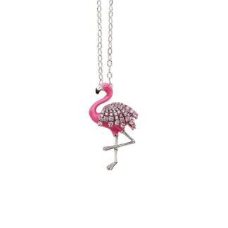 Collana Artlinea in Argento con Smalto e Zirconi Fenicottero Piccolo - Wild - ZCL1293-MB