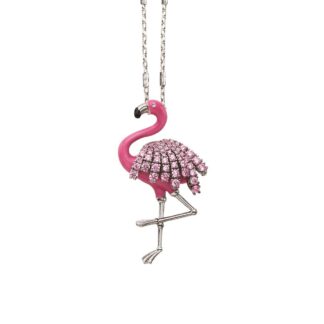 Collana Artlinea in Argento con Smalto e Zirconi Fenicottero Grande - Wild - ZCL1294-MB