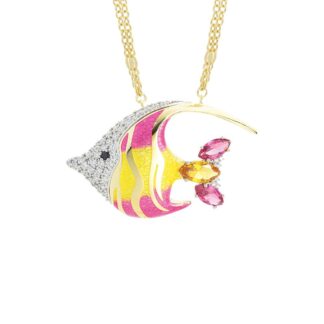 Collana Artlinea in Argento con Smalto e Siamite Pesce Grande - Wild - ZCL1334-MN