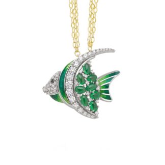 Collana Artlinea in Argento con Smalto e Siamite Pesce Grande - Wild - ZCL1339-MN