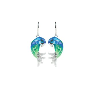 Orecchini Artlinea in Argento con Smalto e Zirconi Pappagallo - Wild - ZOR1145-MB