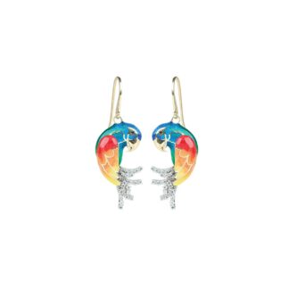 Orecchini Artlinea in Argento con Smalto e Zirconi Pappagallo - Wild - ZOR1147-MG