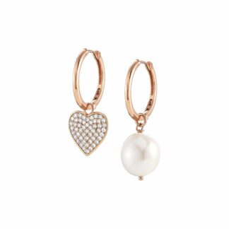 Orecchini Nomination in Argento con Perla e Cuore - White Dream - 148705/022