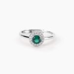 Anello Mabina in Argento con Smeraldo Sintetico e Zirconi - 523210