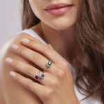 Anello Mabina in Argento con Smeraldo Sintetico e Zirconi - 523213