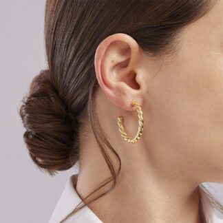 Orecchini Torchon a Cerchio Mabina in Argento Dorato - 563454