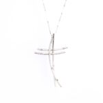 Collana con Croce in Oro Bianco con Diamanti - PG43/180
