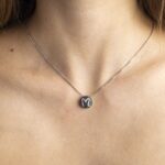 Collana con Lettera in Oro Bianco con Diamanti e Diamanti Neri - 0967