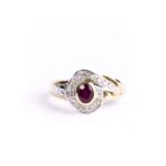 Anello in Oro Bianco e Giallo con Diamanti e Rubino - 18/A