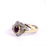 Anello in Oro Bianco e Giallo con Diamanti e Rubino - 18/A