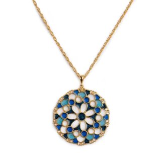 Collana Isola Bella in Argento e Smalti Merletti Tondo Azzurro - 20001158