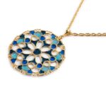 Collana Isola Bella in Argento e Smalti Merletti Tondo Azzurro - 20001158