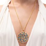 Collana Isola Bella in Argento e Smalti Merletti Tondo Azzurro - 20001158