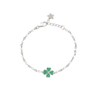 Bracciale Bimbo Mabina in Argento e Smalto Quadrifoglio - 533486