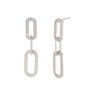 Orecchini Mabina in Argento con Maglie Ovali e Zirconi - 563465