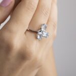 Anello in Oro Bianco con Diamanti e Acquamarina - 6317/1