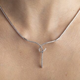 Collana Semi Rigida in Oro Bianco con Diamanti - GI032AV82D