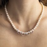 Collana Girocollo in Perle e Oro Bianco con Diamanti - CL224