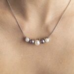 Collana Girocollo in Oro Bianco con Diamanti e Perle - CL290