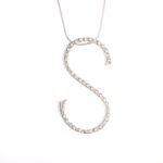 Collana con Lettera in Oro Bianco con Diamanti - LTG81