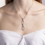 Collana con Pendente in Oro Bianco con Diamanti - NARAT2