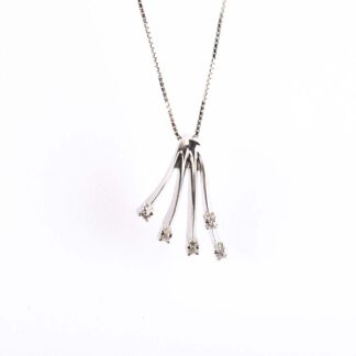 Collana con Pendente in Oro Bianco con Diamanti - 037