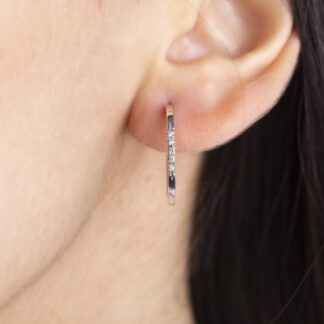 Orecchini a Boccola in Oro Bianco con Diamanti - OR010LTG12M