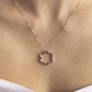 Collana con Pendente in Oro Bianco con Diamanti - PE1205AV5L