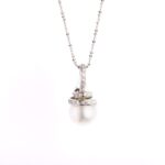 Collana con Pendente in Oro Bianco con Perla e Diamanti - PE508LTG79M