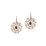 Orecchini Pendenti in Oro Rosa con Perle e Zaffiri - 01M02
