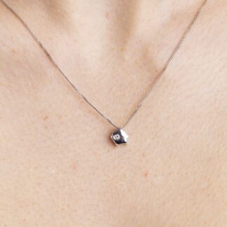Collana con Ciondolo in Oro Bianco con Diamanti - 160T02