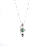 Collana con Ciondolo Visconti in Oro Bianco e Smalto con Diamanti e Smeraldi - 22814