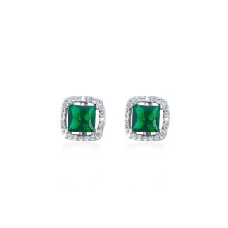Orecchini a Lobo Mabina in Argento con Smeraldo Sintetico - 563054