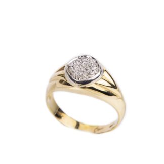 Anello Sigillo in Oro Giallo con Diamanti - AN13LTG22M