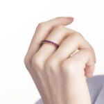 Anello Veretta a Giro in Oro Rosa con Rubini - AOR1347