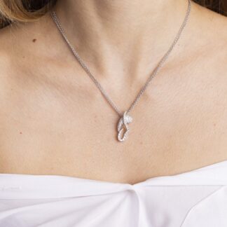 Collana con Ciondolo in Oro Bianco con Diamanti - HBF110-1056P