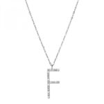 Collana con Lettera Rosato in Argento con Borchie e Zirconi - Cubica - RZCU06